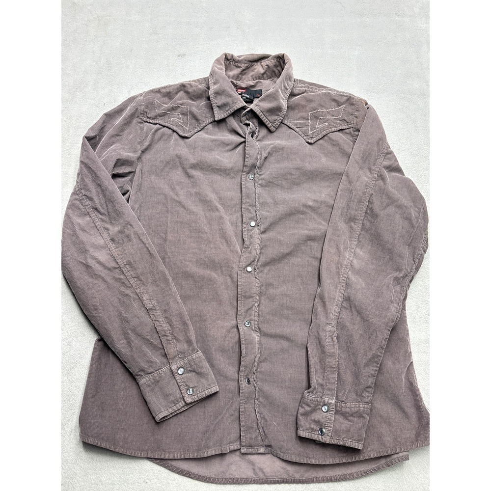 Diesel Men's Corduroy Button-Down Shirt in Mauve Brown